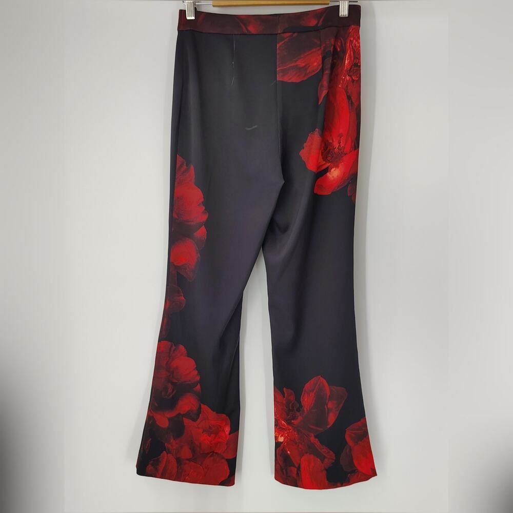 Alice + Olivia Pants Ronnie Peony Petals Bright Ruby Floral Size 4 - Picture 2 of 16